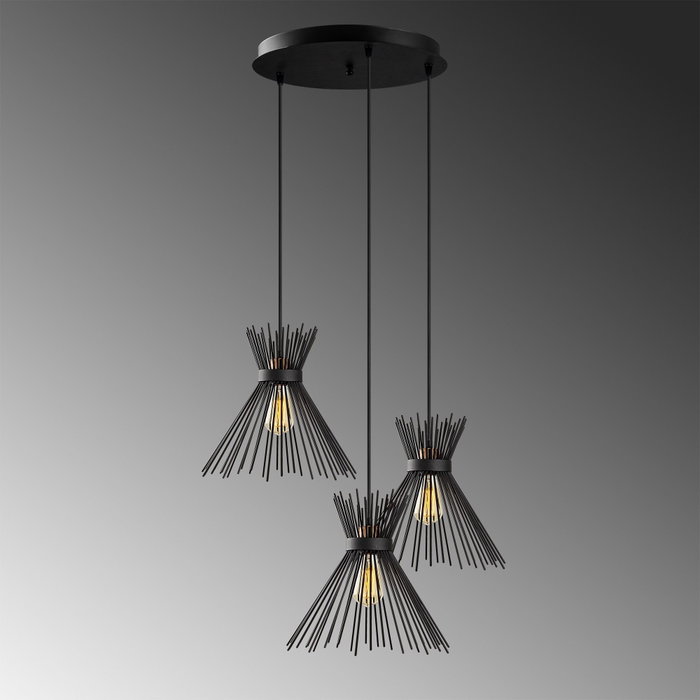 Opviq Kirpi - 3085 Lámpara de araña de metal negro